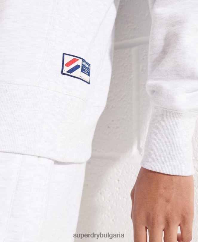 Superdry облекло N00H5108 светло сив мъже спортен суичър с апликации