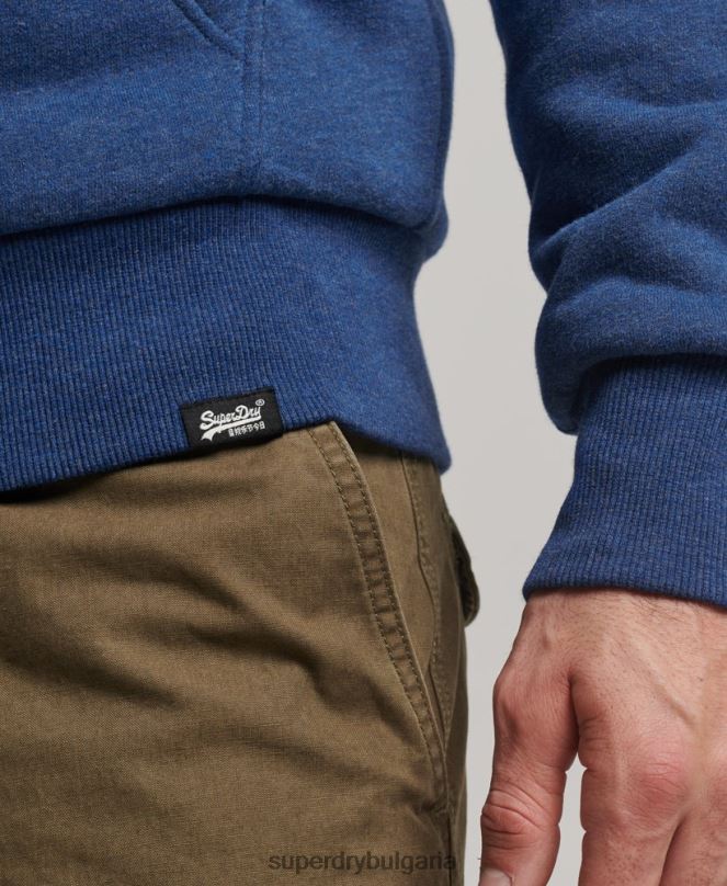 Superdry облекло N00H5110 син мъже есенциална суичър с качулка с цип с подплата