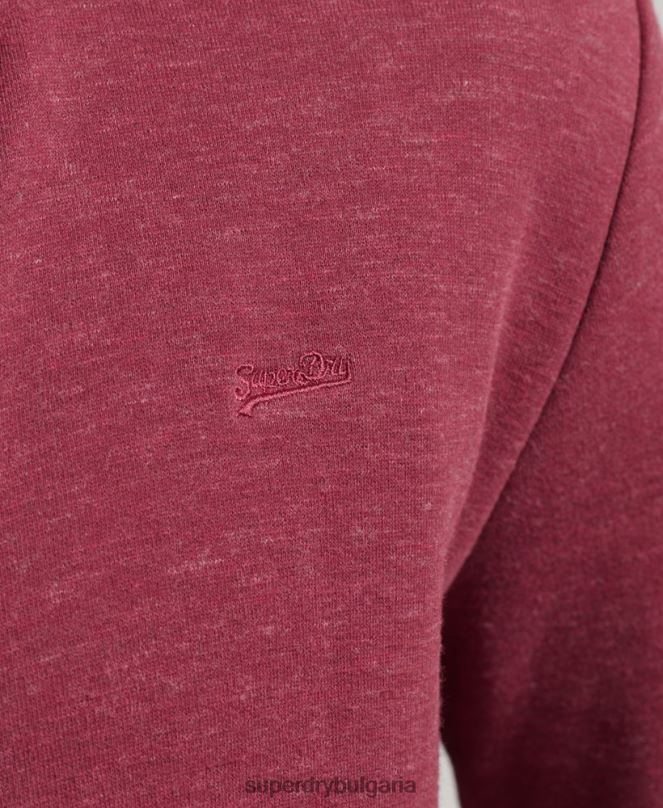 Superdry облекло N00H5112 червен мъже горнище с цип и ретро лого от органичен памук