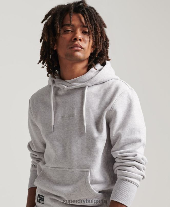 Superdry облекло N00H5113 сиво мъже широка качулка с бродирано микро лого