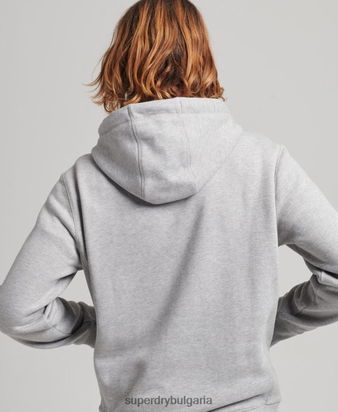 Superdry облекло N00H5115 сиво мъже качулка с лого с апликация