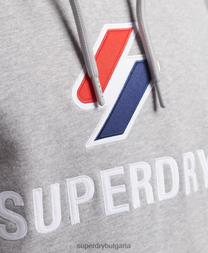 Superdry облекло N00H5115 сиво мъже качулка с лого с апликация