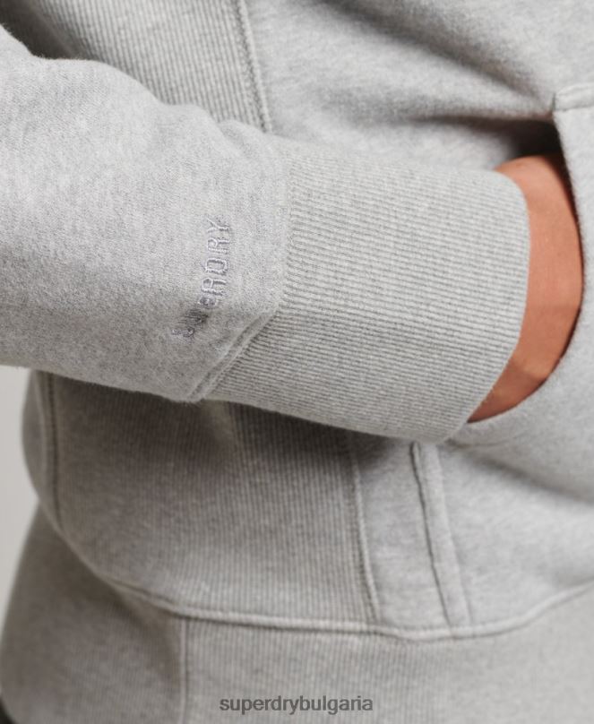 Superdry облекло N00H5118 сиво мъже спортно клубно лого с качулка