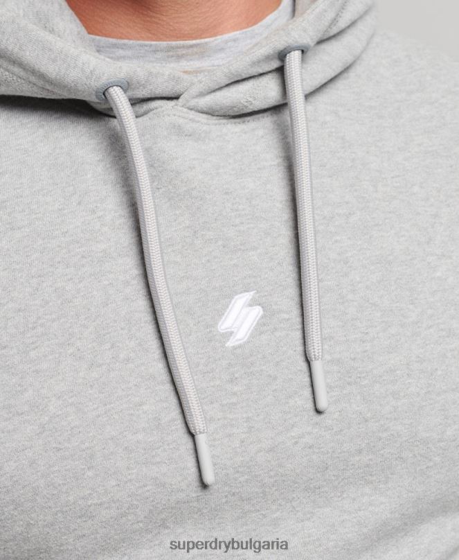 Superdry облекло N00H5118 сиво мъже спортно клубно лого с качулка