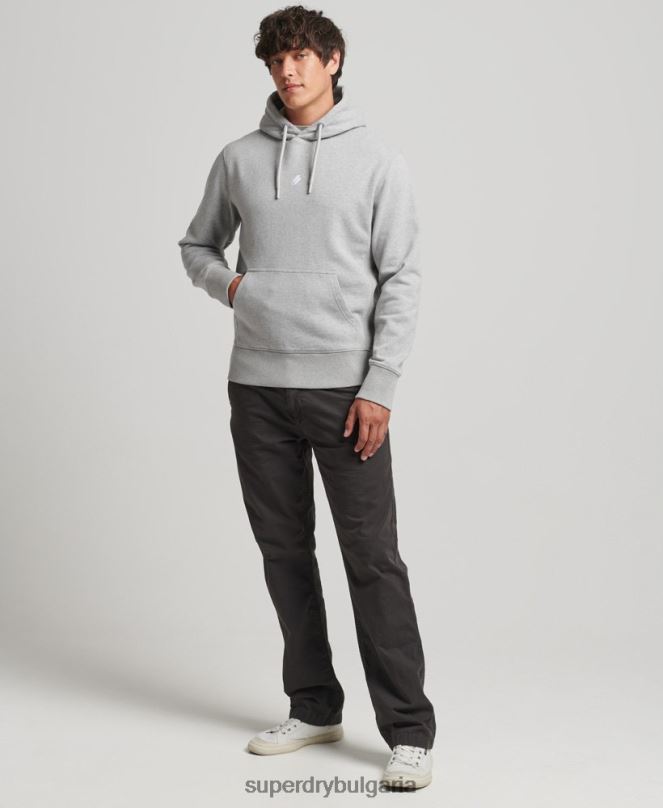 Superdry облекло N00H5118 сиво мъже спортно клубно лого с качулка