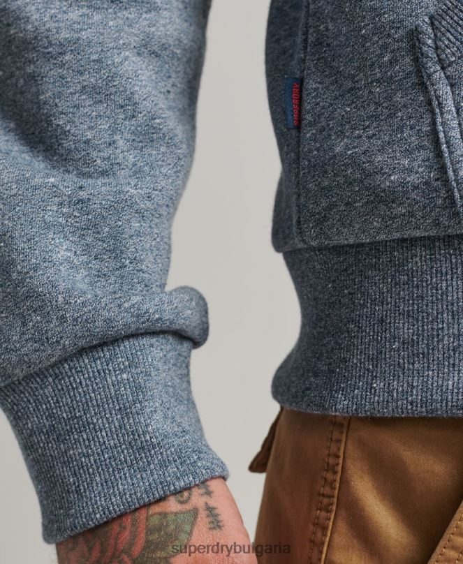 Superdry облекло N00H5120 син мъже суичър с цип с класическо графично лого