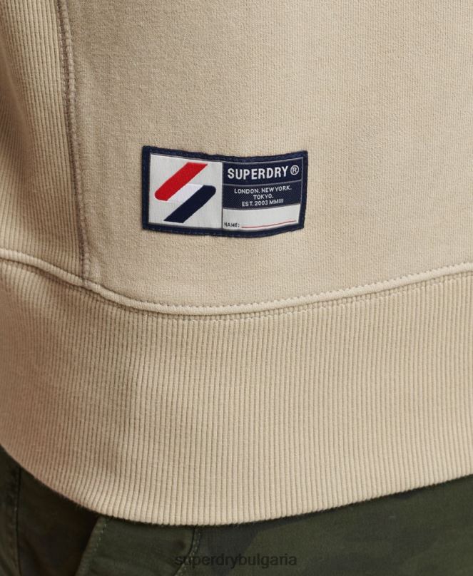 Superdry облекло N00H5123 бежово мъже суитшърт с код от органичен памук