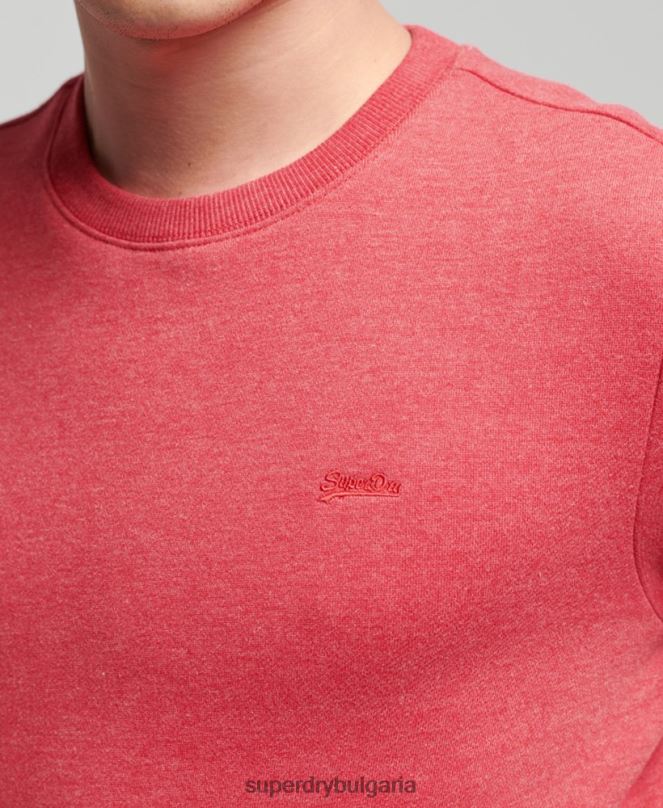 Superdry облекло N00H5124 червен мъже ретро суичър с лого от органичен памук