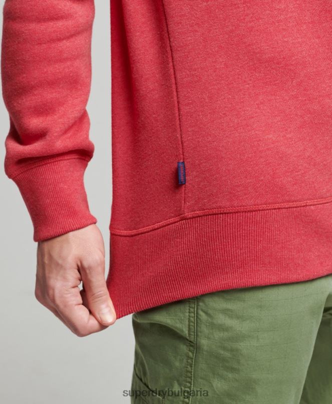 Superdry облекло N00H5124 червен мъже ретро суичър с лого от органичен памук