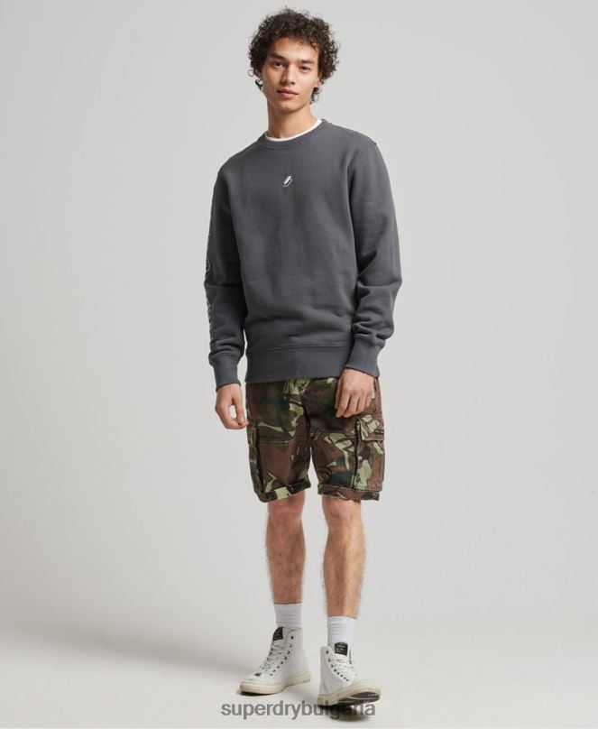 Superdry облекло N00H5125 тъмно сив мъже свободен линеен суитшърт с код