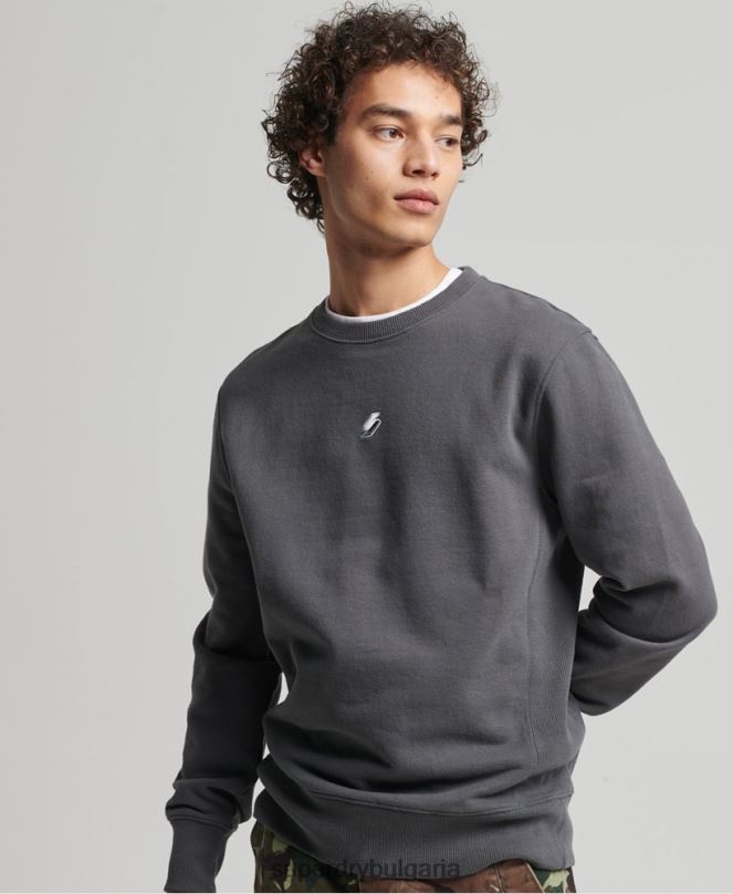 Superdry облекло N00H5125 тъмно сив мъже свободен линеен суитшърт с код