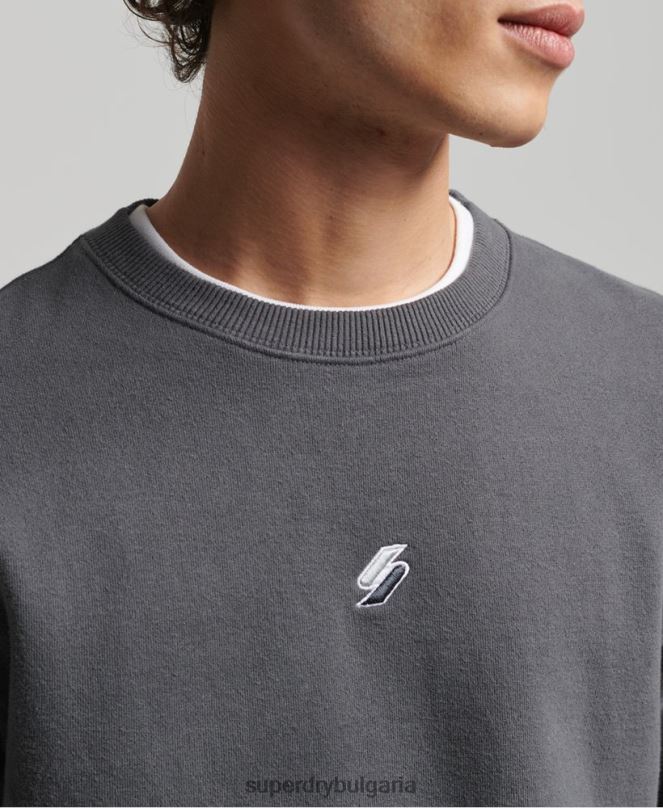 Superdry облекло N00H5125 тъмно сив мъже свободен линеен суитшърт с код