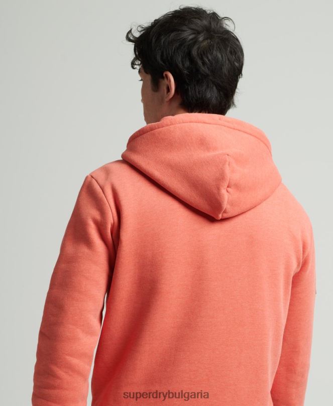 Superdry облекло N00H5131 оранжево мъже мергелна качулка с лого на корпорацията