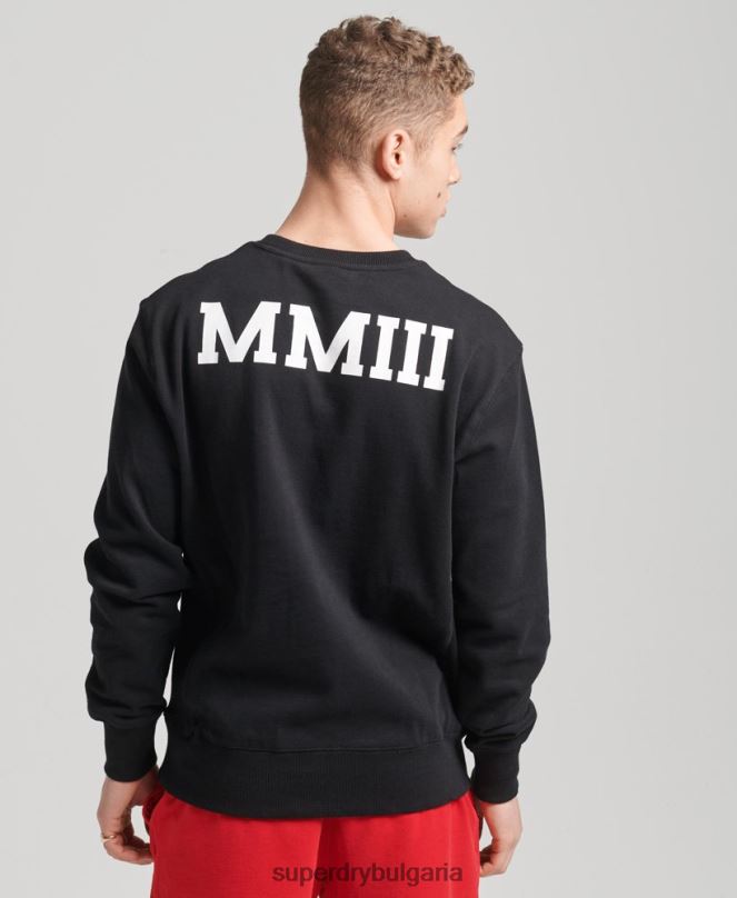 Superdry облекло N00H5134 черен мъже суитшърт varsity arch crew