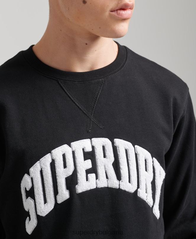 Superdry облекло N00H5134 черен мъже суитшърт varsity arch crew