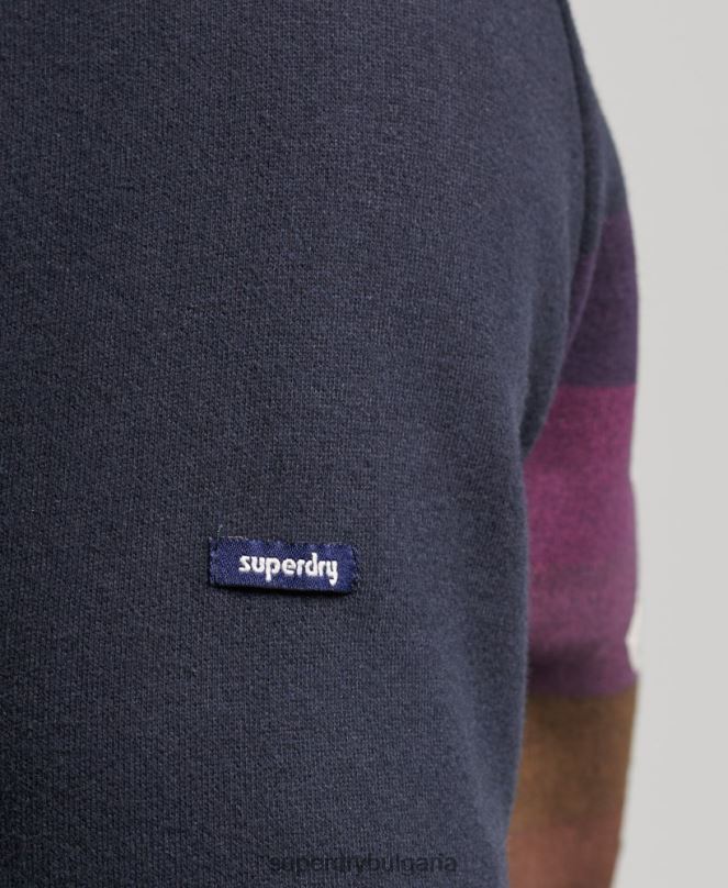Superdry облекло N00H5135 военноморски флот мъже Худи на райета от 70-те