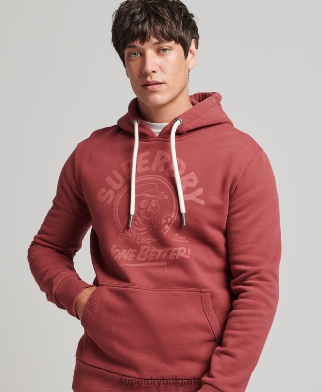 Superdry облекло N00H5137 червен мъже качулка със знак писател