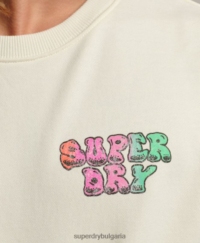 Superdry облекло N00H5139 бяло мъже vintage into the woods crew суичър