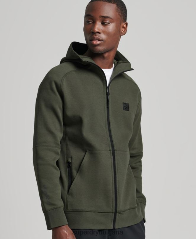 Superdry облекло N00H5140 каки мъже суичър с цип код тек
