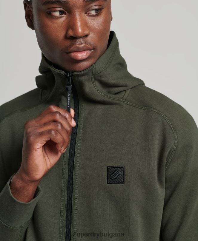 Superdry облекло N00H5140 каки мъже суичър с цип код тек
