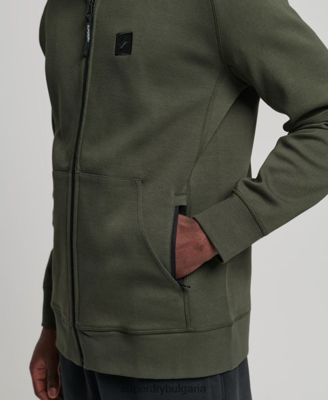 Superdry облекло N00H5140 каки мъже суичър с цип код тек