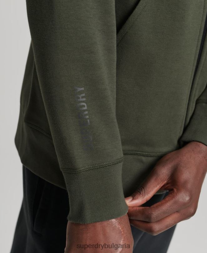 Superdry облекло N00H5140 каки мъже суичър с цип код тек