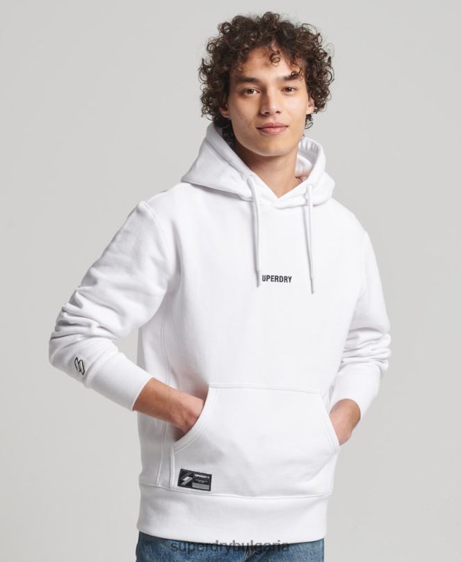 Superdry облекло N00H5142 бяло мъже широка качулка с бродирано микро лого