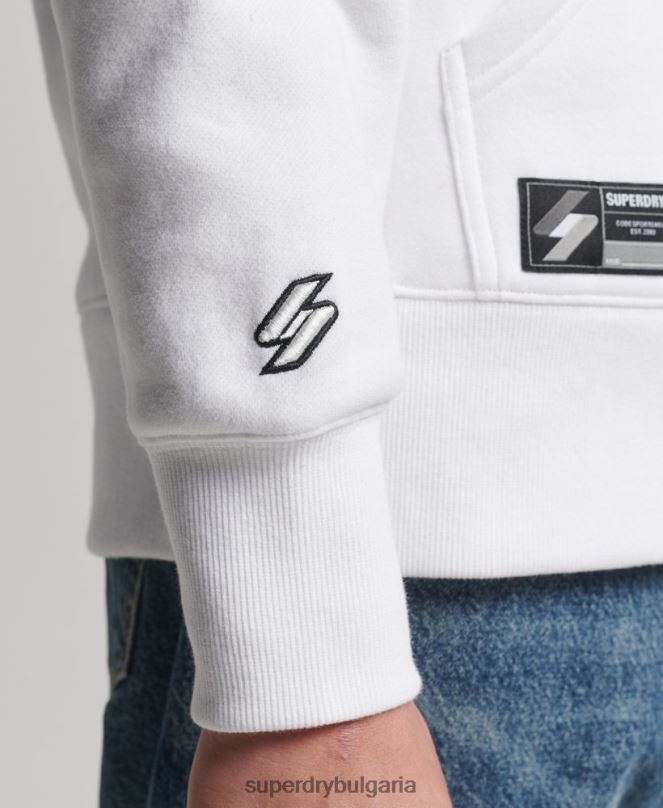 Superdry облекло N00H5142 бяло мъже широка качулка с бродирано микро лого