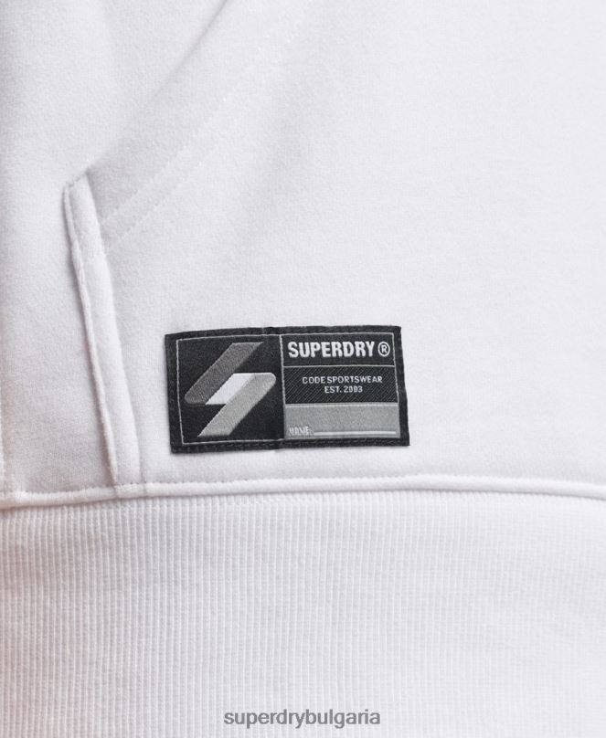 Superdry облекло N00H5142 бяло мъже широка качулка с бродирано микро лого