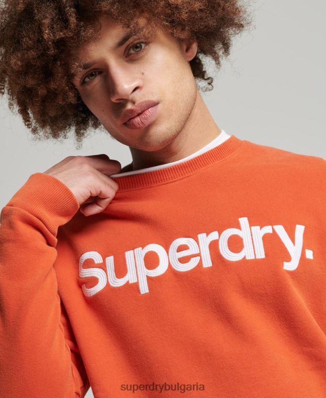 Superdry облекло N00H5143 оранжево мъже винтидж класически суичър crew
