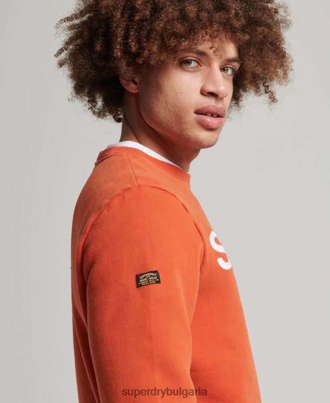 Superdry облекло N00H5143 оранжево мъже винтидж класически суичър crew