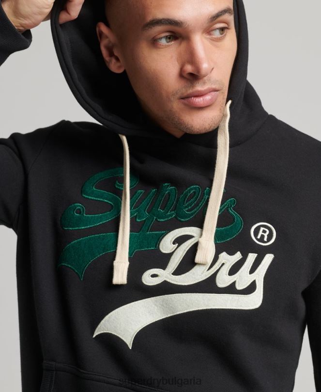 Superdry облекло N00H5145 черен мъже интересна качулка с ретро лого