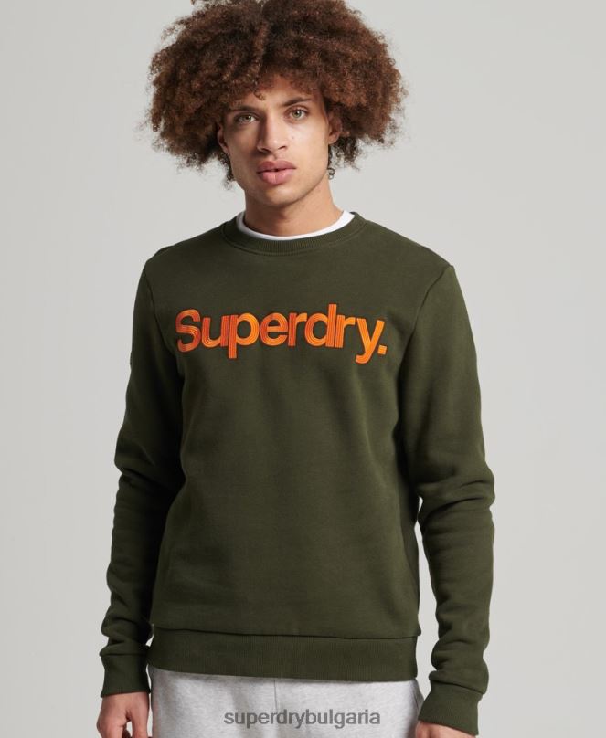 Superdry облекло N00H5149 зелено мъже винтидж класически суичър crew