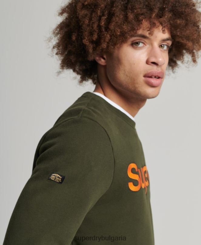 Superdry облекло N00H5149 зелено мъже винтидж класически суичър crew