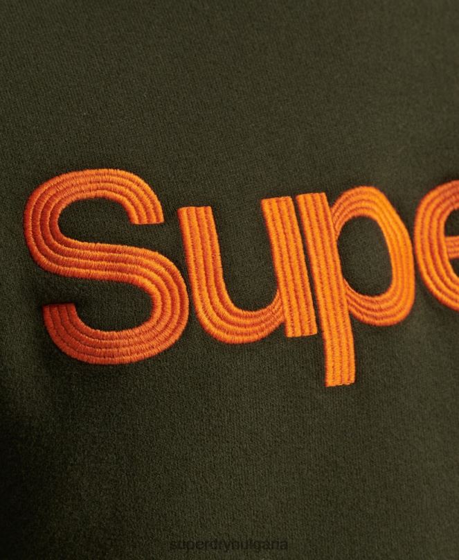 Superdry облекло N00H5149 зелено мъже винтидж класически суичър crew