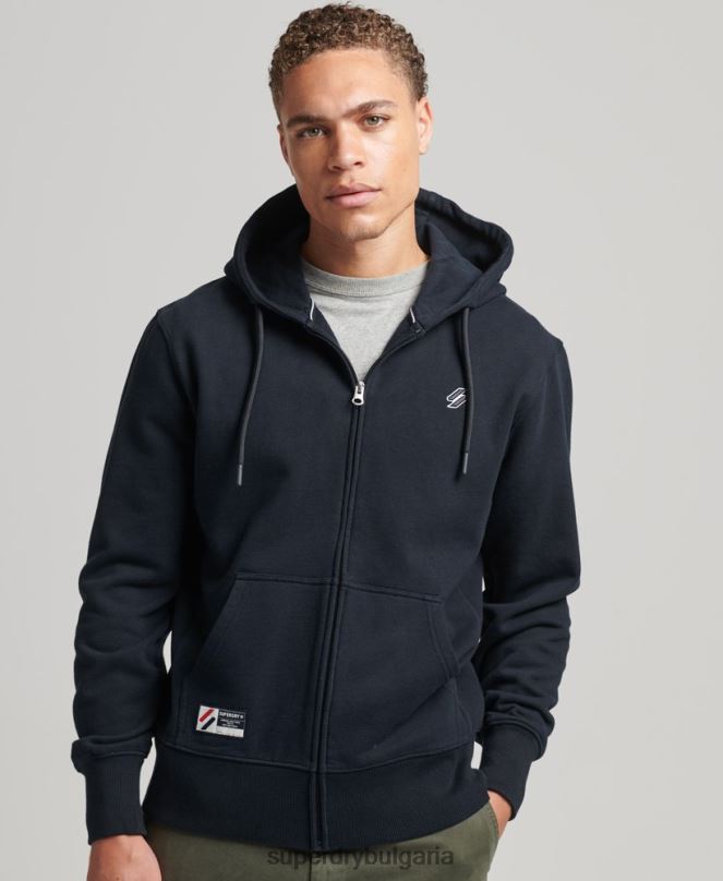 Superdry облекло N00H5151 военноморски флот мъже широка качулка с цип на основното лого