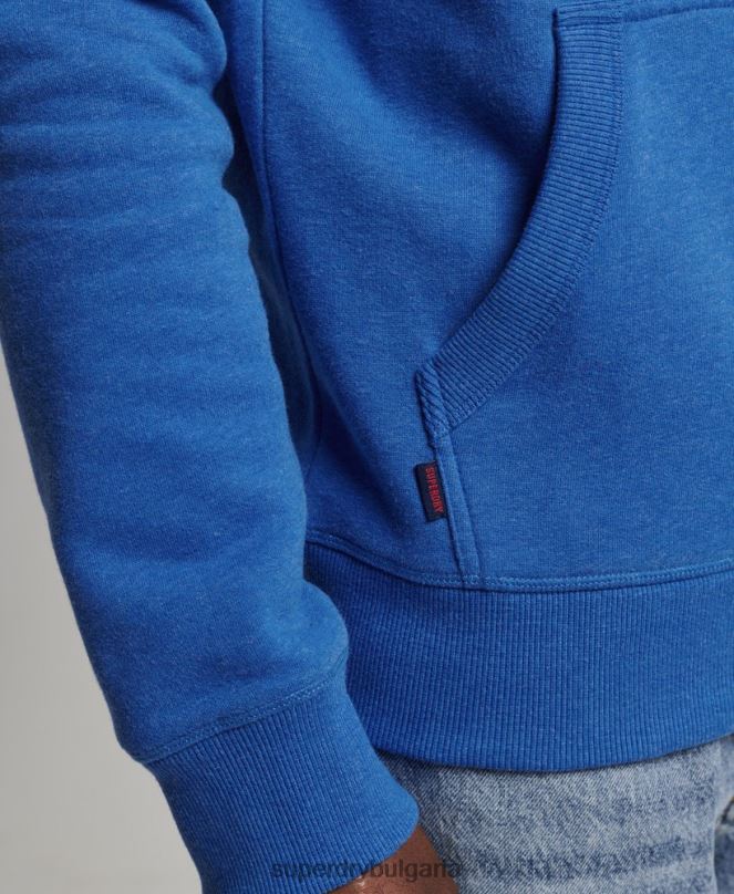 Superdry облекло N00H5152 син мъже качулка с ретро лого от органичен памук