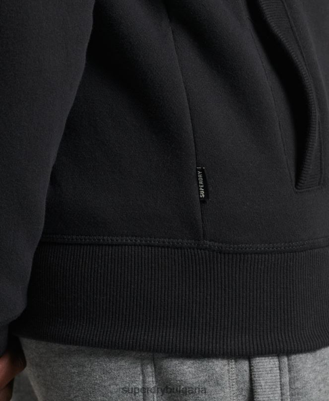 Superdry облекло N00H5153 черен мъже горнище с цип и ретро лого от органичен памук