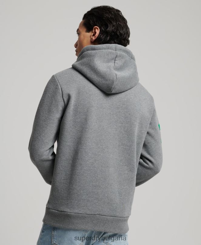 Superdry облекло N00H5155 сиво мъже класическа качулка с ретро лого