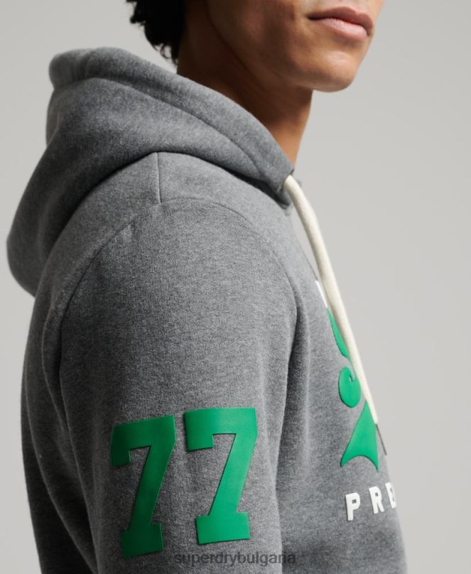 Superdry облекло N00H5155 сиво мъже класическа качулка с ретро лого