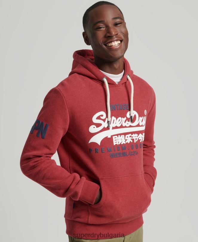 Superdry облекло N00H5156 червен мъже класическа качулка с ретро лого