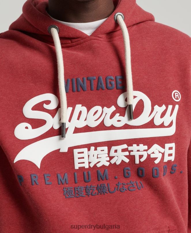 Superdry облекло N00H5156 червен мъже класическа качулка с ретро лого