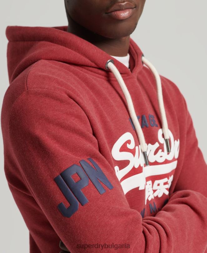 Superdry облекло N00H5156 червен мъже класическа качулка с ретро лого
