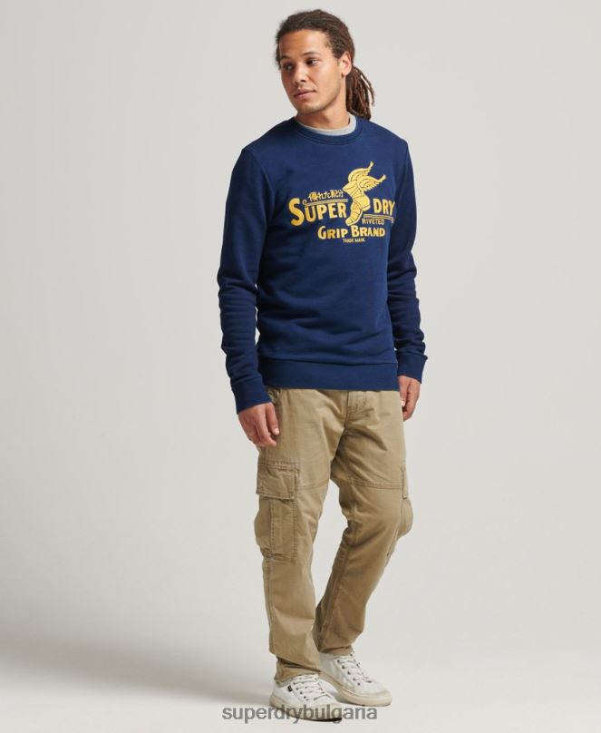 Superdry облекло N00H5157 тъмно синьо мъже стенен суичър crew