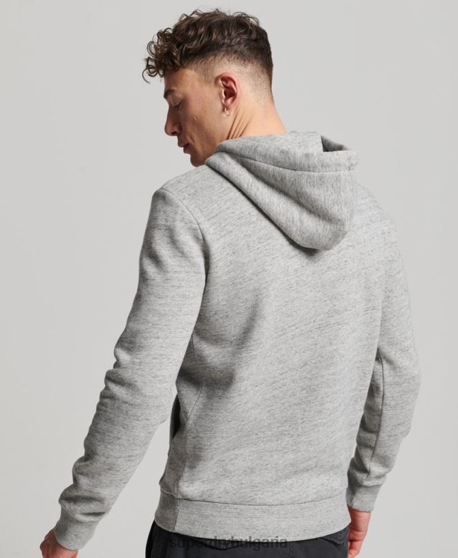 Superdry облекло N00H515 сиво мъже винтидж качулка с лого