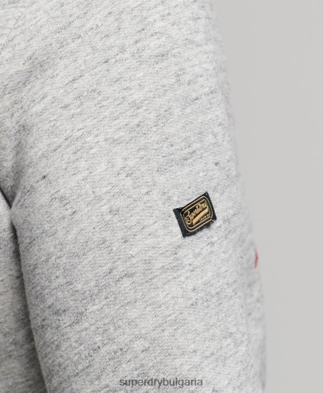 Superdry облекло N00H515 сиво мъже винтидж качулка с лого