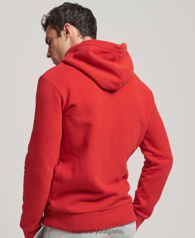 Superdry облекло N00H5162 червен мъже ретро лого наследство качулка