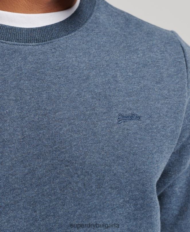 Superdry облекло N00H5165 военноморски флот мъже органичен памук есенциален лого екипаж суичър
