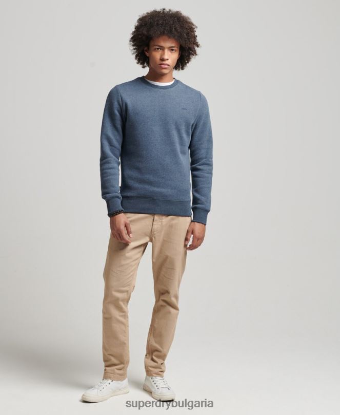 Superdry облекло N00H5165 военноморски флот мъже органичен памук есенциален лого екипаж суичър
