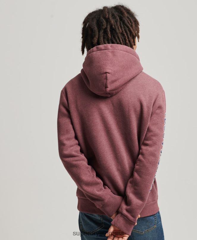 Superdry облекло N00H5167 червен мъже колежанско суичър с винтидж сценарий